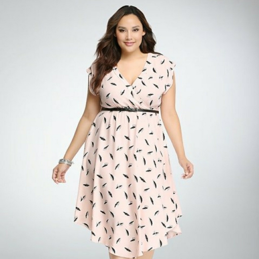 Size 3 Light Pink Feather Print Torrid Dress